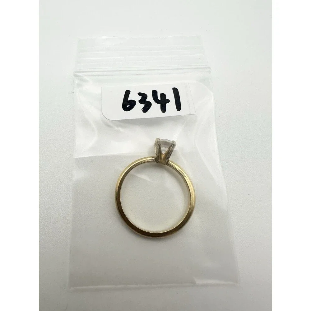 Vintage Sterling Silver Gold Vermeil Prong Set Ring Size 7